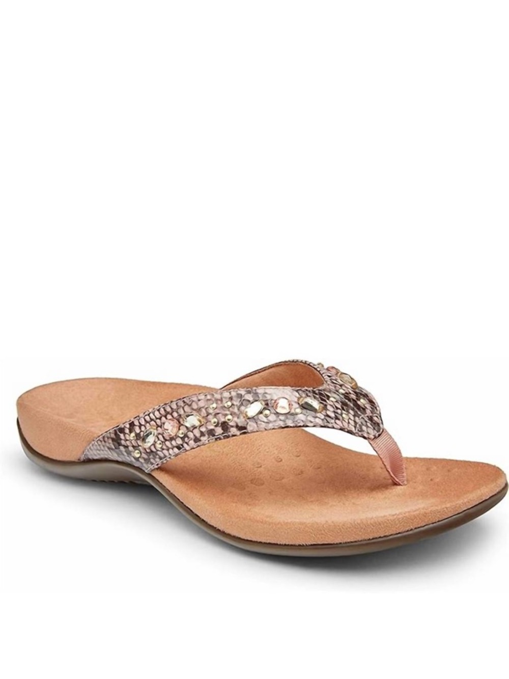 VIONIC women's lucia snake thong sandal in camelia size 9
